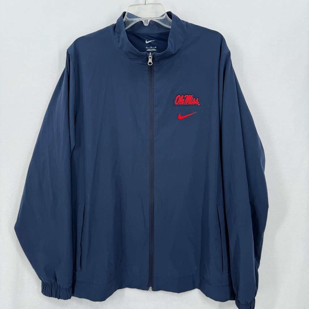 Nike Ole Miss Rebels‎ Full Zip Track Jacket Navy Blue Mesh Lined Men's XL